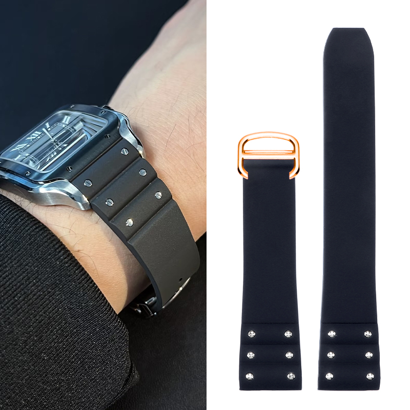 Cartier Watch Santos - High quality Rubber watchband For Cartier