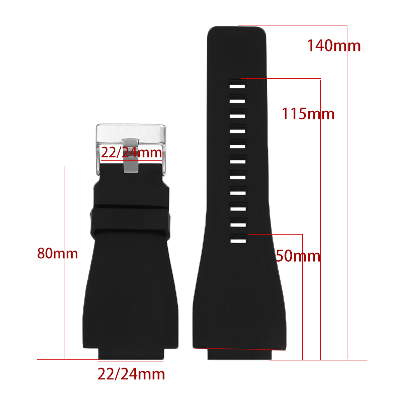 22mm 24mm silicone watchband f - Rubber Strap Diver 评论和价格